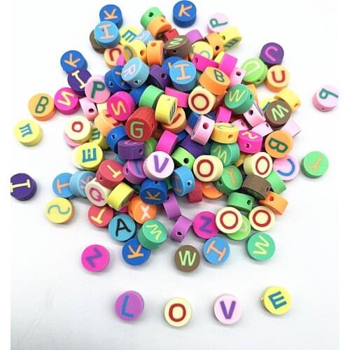 30pcs10mm Letter beads Polymer Clay Spacer Loose Beads for Jewelry Making DIY Bracelet Accessories