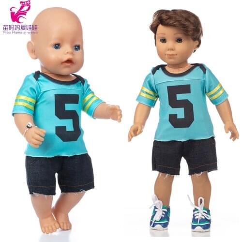40cm 43cm Baby Doll boy sport clothes set 18 inch american og doll Nenuco summer shirt pants