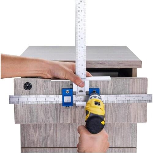 ALLSOME Cabinet Hardware Jig Aluminum Alloy Drill Guide Sleeve Drawer Pull Wood Drilling Dowelling Tools Set Drawer Knob Tool