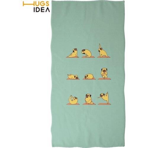HUGSIDEA Funny Pug Doing Yoga Prints Large Thick Beach Towels Beach Towel Soft Bath Towels Warmer Soft Cotton Towel Border New