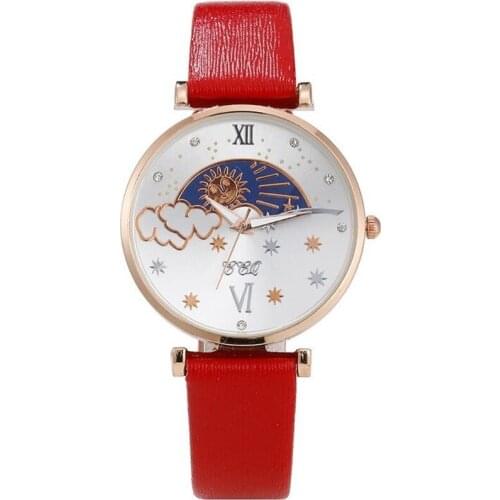 Womens Watches Fashion Original Design Leather Strap New Sun Moon Star Dial Ladies Watches Gifts Reloj De Mujer