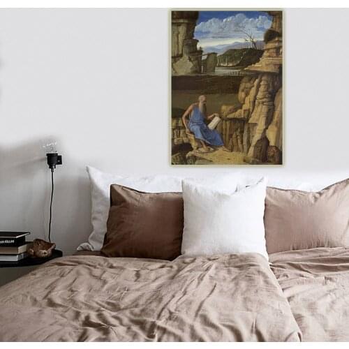 Citon Giovanni Bellini《Saint Jerome reading in a Landscape》Canvas Art Oil Painting Picture Wall Background Decor Home Decoration