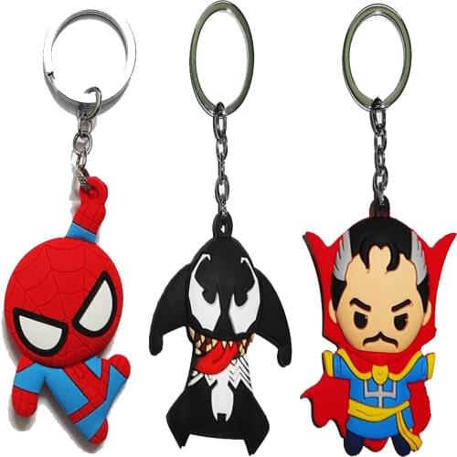 Disney Marvel Deadpool Spider-Man Panther Hulk Silicone Double-sided Soft Rubber Keychain Bag Ornament Small Gifts