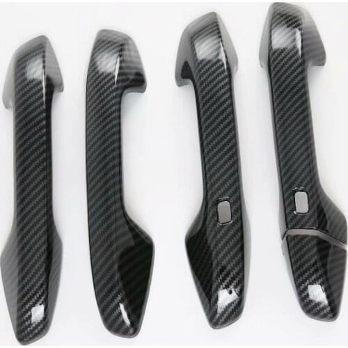 For Kia Cerato k3 Seltos 2019 2020 Carbon Fiber Chrome Side Door Handle Cover Trim Door Catch Sticker Exterior Accessories