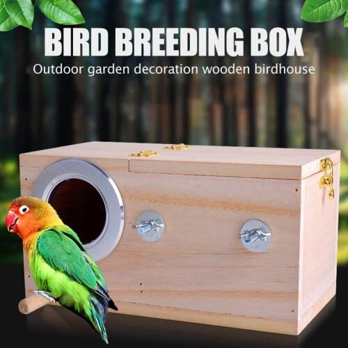 Parakeet Cockatiel Budgerigar Breeding House Pet Bird Nest Box Parrot Wooden Birdhouse Cages Outdoor Garden Yard Decoration