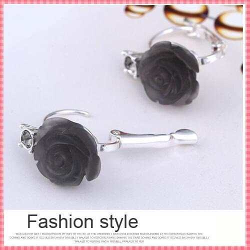 #ERJ05) Women Elegant luxury Clip Earrings Fashion Designer Rose Flower Earrings Classical style Jewelry Brand Earring