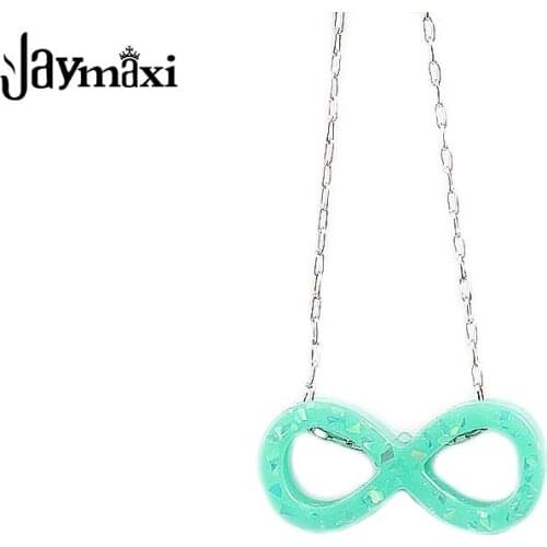 Jaymaxi Number 8 Pendant Infinite Necklace Cute Children Women Jewelry Gift Stainless Steel 18" Chain 2 Pieces/lot