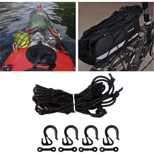 Kayak Canoe Deck Cargo Net, Elastic Mesh & Lashing Hooks For Canoe Marine Boat Kayak Accessories