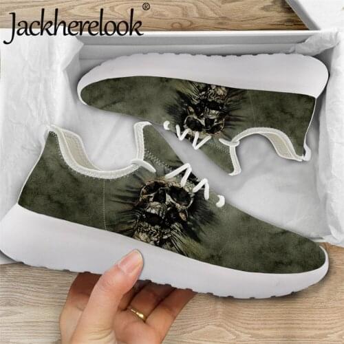 Jackherelook Sugar Skull Print Casual Sneakers Women Knitting Soft Ladies Vulcanized Mesh Breathable Lace-up Female Flats Shoe