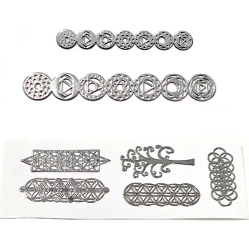 LXAD 1 Set Seven Chakras Metal Stickers Epoxy Resin Mold Fillings Jewelry Making Material Filler DIY Art Crafts Decor