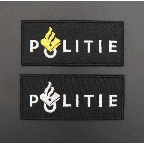 POLITIE Small Embroidery Patch Biker Badge for Clothing Hat Bags Iron on /Hook Backing