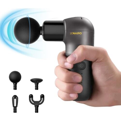 Mini Massage Gun, Naipo Portable Deep Tissue Percussion Massager with 5 Intensities, USB Charging- for Outdoors Home Gym
