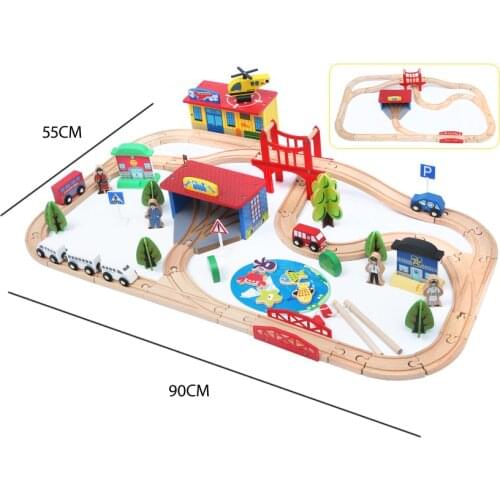 80pcs road traffic track train set compatible with wooden train tracks and electric cars children puzzle track car toy track set
