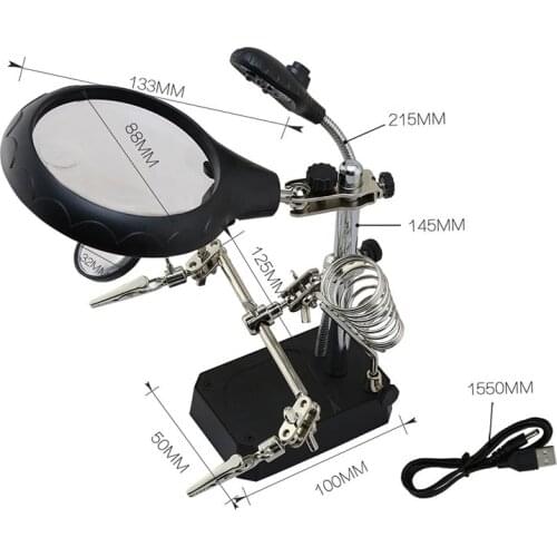 Bst-16129C Desktop Magnifier with Auxiliary Clamp 2.5-7.5 Times Magnification with Led Light