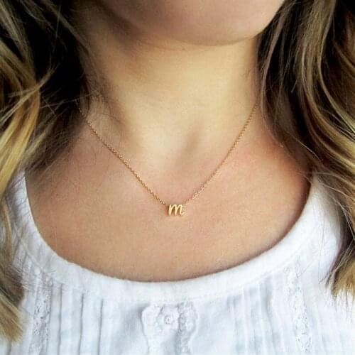Initial Necklace Monogram Necklace Letter Necklace CURSIVE Gold Letter Tiny Script Initials Bridesmaid Wedding Gift Initia