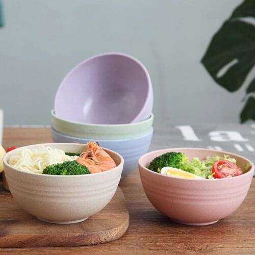 Colorful Wheat Straw Rice Noodle Salad Bowl Plate Sauces Snacks Dish Eco Friendly Kitchen Tableware Lightweight Single Bowl