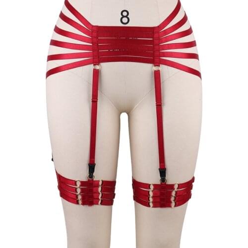 Red Garter Belt Removable Body Harness Women Stockings Bondage Body Harness Belt Goth Wedding Garter Sexy Lingerie Body Cage