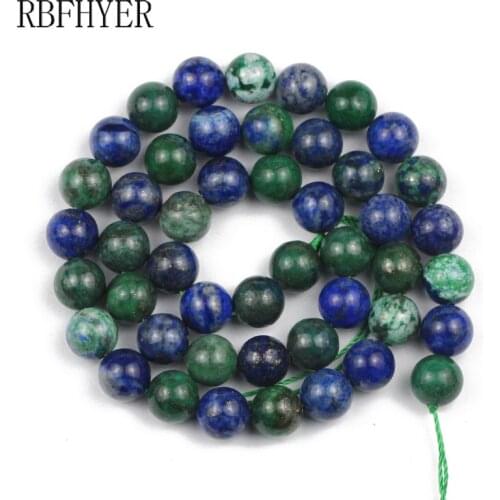 RBFHYER 4/6/8/10/12MM Natural Phoenix Lapis lazuli Stone Round Loose Beads for Jewelry Making DIY Bracelet Accessories