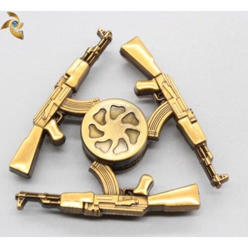 Fidget Spinner Brass Color Zinc Alloy Metal Hand Spinner Exterior Smooth Finger Tri Spiner Gyro Toy For Kid submachine gun Toys