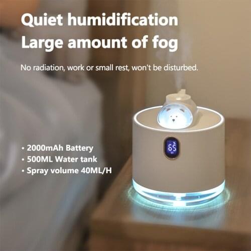500ML Home Air Humidifier Aroma Diffuser Rechargeable With Two Spray Modes Have Night Light Essential Oil Diffusers Steam Maker