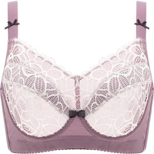 Womens Non Padded Underwire Full Coverage Sheer Lace Supportive Minimizer Bra 34 36 38 40 42 44 46 B C D E F G H