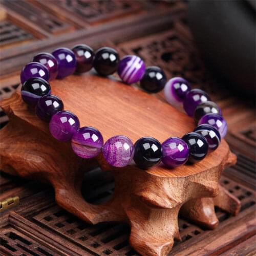 Purple Natural Stone Bracelet Beaded Chain for Women Fashion Charm Jewelry Wrist Chain