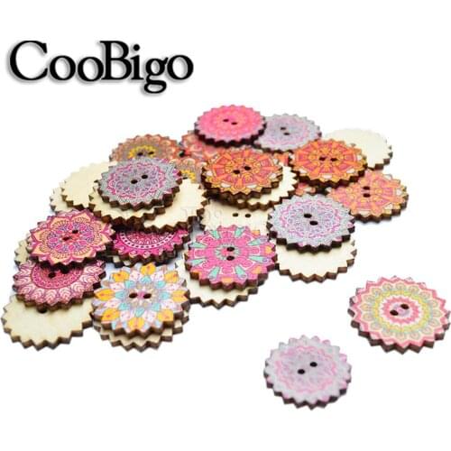 1 Pack Painted Gear Wood Buttons Double Hole Button For Phone Case DIY Crafts Scrapbooking Vintage Mixed Decoration Accessories