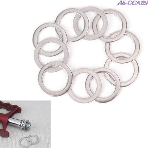 10Pcs Bicycle Pedal Spacer Crank Cycling MTB Bike Stainless Steel Ring Washers