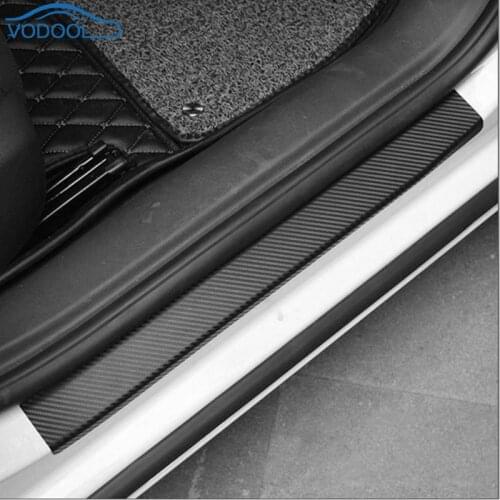4pcs Car Stickers Carbon Fiber Car Door Sill Sticker None Slip Protection Film Stickers Car Protect Accessories For All Cars