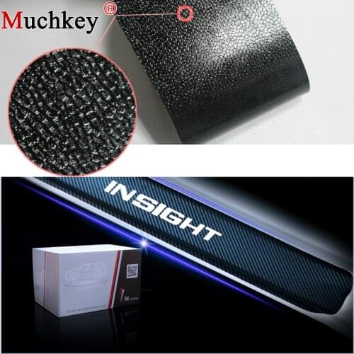 4Pcs Car Stickers For Honda Insight 4D Carbon Fiber Vinyl Sticker Car Door Sill Scuff Plate Door Threshold Guard Protector