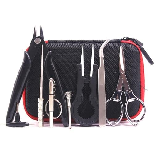 9 in 1 Mini Vape DIY Tool Bag Cigarette Tool Kit Coil jig Tweezers Pliers ire Heaters Kit Coil Jig Winding Cigarette Accessories