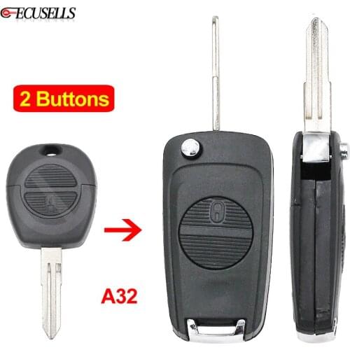 2 Button Folding Flip Remote Car Key Shell Case Smart Key Housing A32 Uncut Blade For Nissan Almera Primera X-Trail