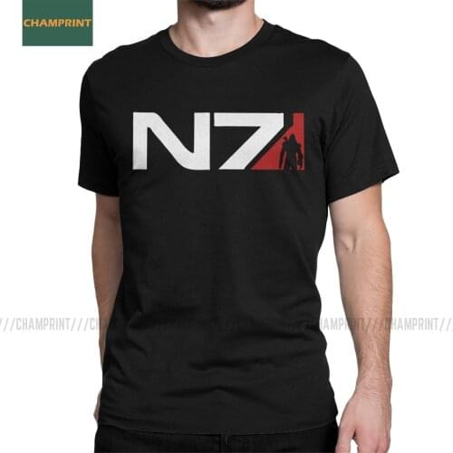 Men T-Shirts N7 M Shep Mass Effect Cotton Tee Short Sleeve Garrus Commander Wrex Mordin Game T Shirt Crew Neck Tops Plus Size