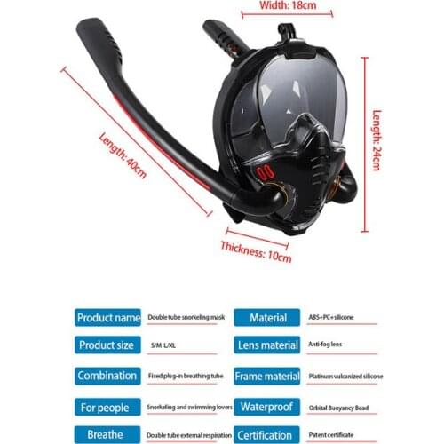Double tube diving mask Full dry anti-fog full face snorkeling Sambo New silicone snorkeling mask mask