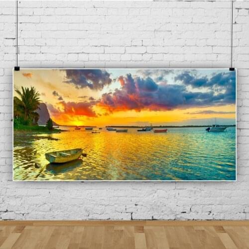 Photography Background Autumn Sunset Landscape Boat Natural Scenery Picture Studio Photo Props Family Wall Decoration Backdrop