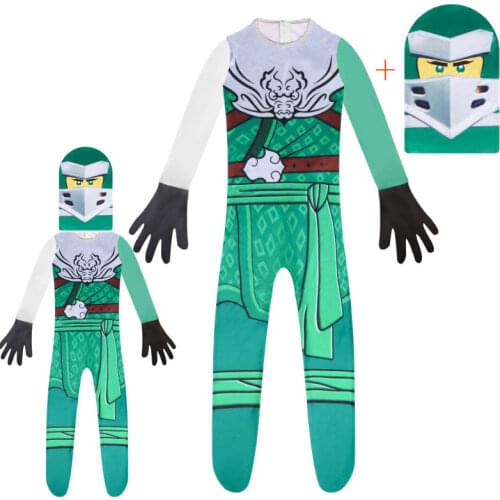 Ninjago Cosplay Costume Kids Green Clothes Sets Children Costume for Kids Fancy Party Dress Ninja Cosplay Superhero Suits Green