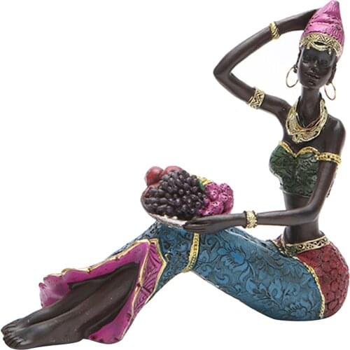 Beautiful African Tribal Women Figures Bookshelf Resin Statue Decoration Art Sculptures Indoor Outdoor Garden Decoration