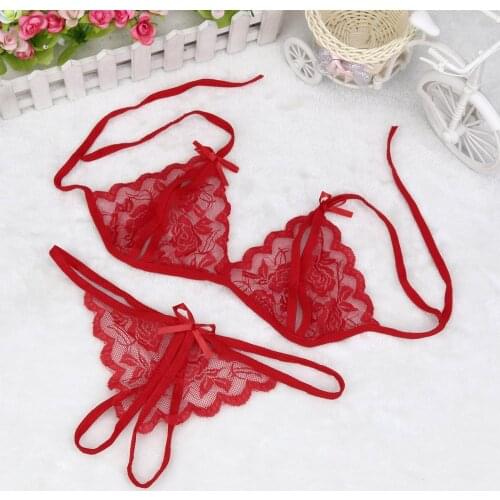 Hot underwear set women Plus Size Sexy Lingerie Lace Low-Rise Underwear Solid G-string Lingerie komplet bielizny damskiej T3