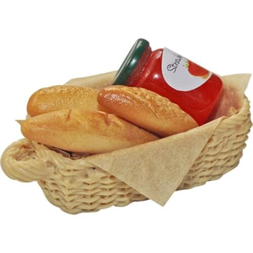Miniature Dollhouse Cute Mini Jam Small Bread Basket Set - Dolls House Mini Furniture - 1/12 Scale