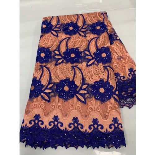 Fashion African Lace Fabric 2021 High Quality Nigerian Tulle Mesh Lace With Stones Latest Guipure Cord Lace For Wedding 5Yards