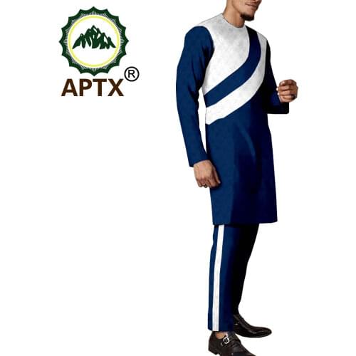 2021 fashion suit African Jacquard 2 Pieces Suit for Men Full Sleeves Top&Full Length Pants T2016023