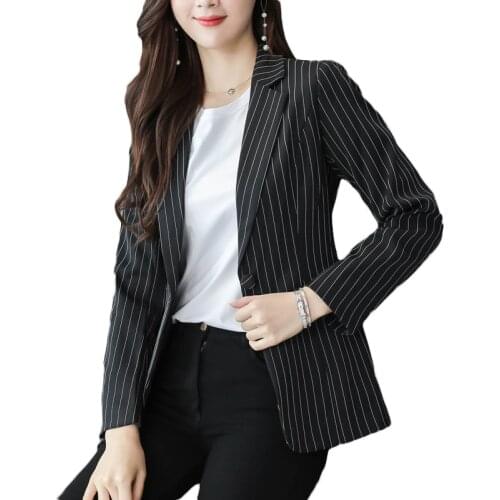 Fashion Female Short Blazers Suit 2021 New Spring Autumn Womens Coats Korean Slim Suits Large Size Striped Blazer Jacket M143