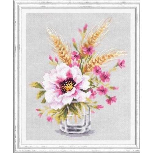 Pink poppy flower patterns Counted Cross Stitch 11CT 14CT 18CT DIY Chinese Cross Stitch Kits Embroidery Needlework Sets