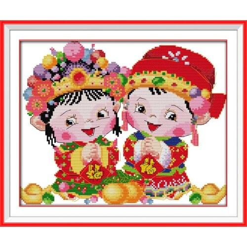 Blessing boy and girl cross stitch kit people 18ct 14ct 11ct count print canvas stitches embroidery DIY handmade needlework