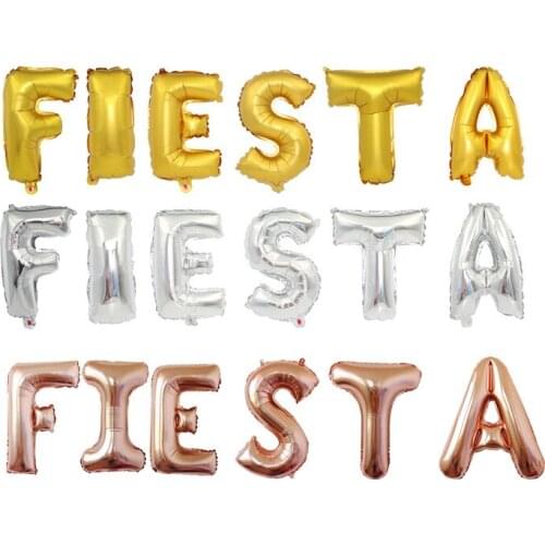 16 inch fiesta letter balloon set mall carnival balloon holiday party decoration aluminum foil balloon wholesale