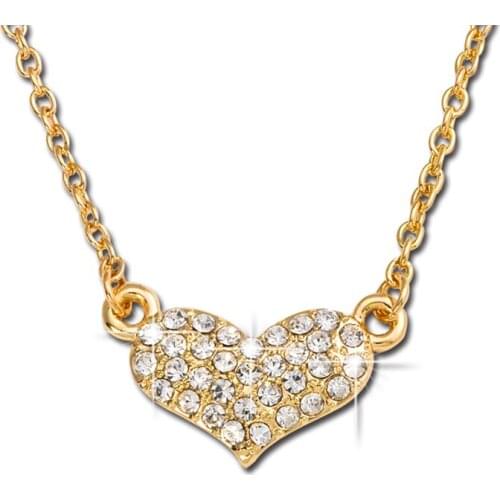 2019 New Popular Choker Jewelry Gold Crystal Alloy Fashion Heart Pendant Necklace for Women Party Gifts kolye collares collier