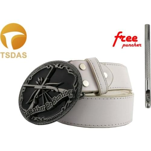 New Style I'd Rather Be Hunting Metal Belt Buckle Oval Silver Belt Buckle For 3.8-4cm Wide Belt Men Women Jeans accessories