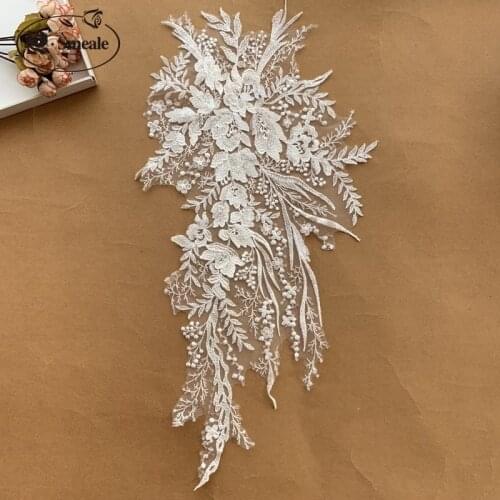 New Beaded Embroidery Lace Handmade DIY Wedding Accessories Sewing Tools Veil Flower RS2474