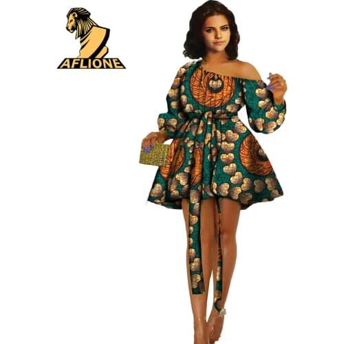 African Sexy One Shoulder Dress For Women Office Party Nightclub Dresses Knee Length Strapless Ankara Style Ladies Clothing