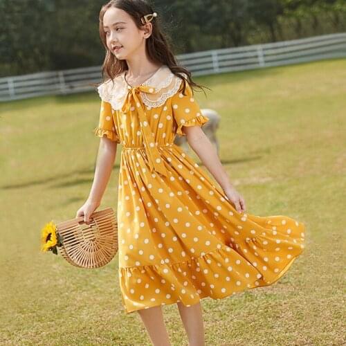 Girls Princess Dress Spring Autumn Girls Fashion Korean Style Clothes Dot Children Kids Girls Teenage Girls Dress